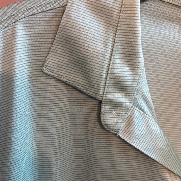 Peter Millar LG green with blue stripes polo shirt - Picture 4 of 5